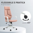 Sedia da Ufficio Operativa 63x63x117-127 cm Seduta Girevole e Dondolo Tessuto a Rete Rosa  