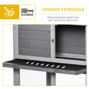 Conigliera da Esterno 157,4x53x99,5 cm a 2 Livelli con Casetta e Spazio Aperto Recintato in Legno Grigio 