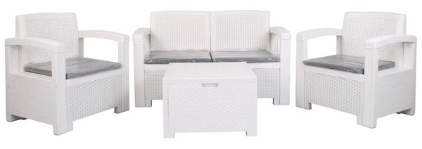 Ensemble de jardin canapé fauteuils et table basse en polypropylène blanc prezzo