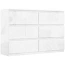 Cassettiera 6 Cassetti 112x34x75 cm in Legno Ingenerizzato Bianco      