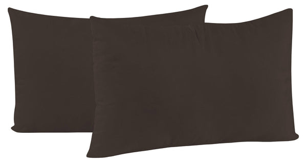 Paire de taies d'oreiller 52x82 cm en microfibre couleur unie marron sconto