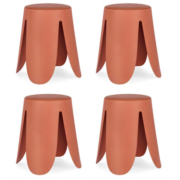 online Set 4 Sgabelli Ø37x47 cm in Similpelle Imogen Terracotta