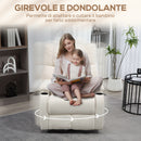 Poltrona Relax Reclinabile 135° 88x96x108 cm con Portabicchieri e Poggiapiedi in Tessuto Effetto Lino Beige  