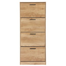 Scarpiera Salvaspazio 4 Ante a Ribalta 63x24x155h cm in Melaminico Venato a Rilievo Rovere