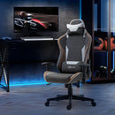 Sedia da Gaming 66x53x124-134 cm Reclinabile a 150° con Funzione Dondolo Grigio