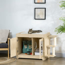 Mobile Lettiera Casetta Cuccia per Gatti con Albero Tiragraffi 107x54x70 cm Rovere 