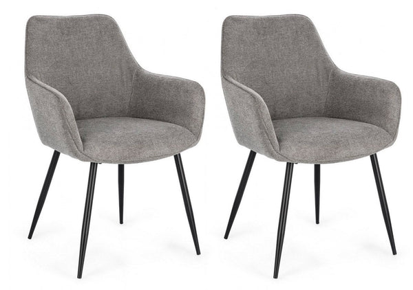 acquista Lot de 2 chaises Cora 58x63x85,5 cm en tissu noir et gris foncé