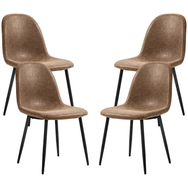 prezzo Set 4 Sedie da Pranzo Stile Vintage 46x61x85 cm in Similpelle Marrone
