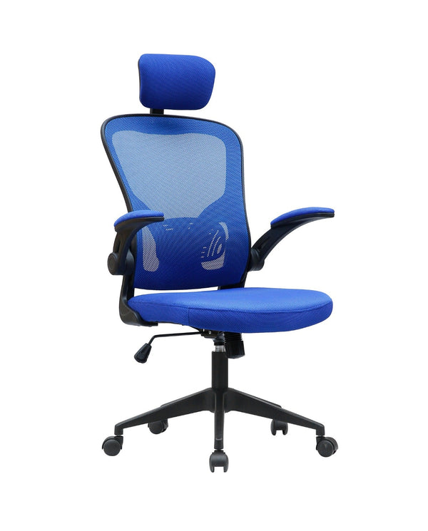 sconto Chaise de bureau de direction 63x62x117 cm en tissu résille bleu