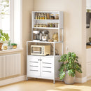 Credenza Cucina Mobile Dispensa 80x42x171 cm in Legno e Acciaio Bianco  