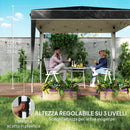 Gazebo da Giardino 300x300x273 cm per 6-9 Persone ad Altezza Regolabile in Metallo e Tessuto Oxford Nero   