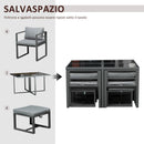 Set Tavolo con 4 Sedie e 4 Sgabelli da Giardino in Alluminio Grigio