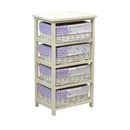 Cassettiera in Legno 4 Cassetti 40x29H73cm Lavanda