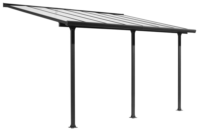 Tettoia 2,95x5 m in Alluminio Bianco Copertura in Policarbonato Grigio