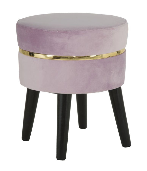 sconto Tabouret Paris Rose Ø35x40,5 cm Bois Éponge et Velours Synthétique Rose et Doré et Noir