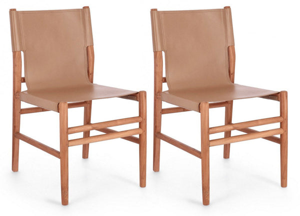acquista Lot de 2 chaises Caroline 48x58x85 cm en cuir taupe