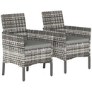 Set di 2 Sedie da Giardino con Cuscini e Braccioli in Rattan Grigio      