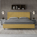 Letto Matrimoniale Imbottito in Microfibra Agueda Ocra Varie Misure