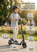 Monopattino Elettrico per Bambini Flower 24V 150W 15km/h Nero