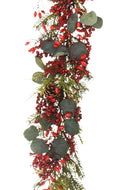 Ghirlanda con Eucalipto Lunghezza 178 cm Rosso/Verde
