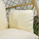 Sedia da Giardino a Uovo con Seduta Imbottita e Poggiatesta 88x85x143 cm in Rattan PE e Acciaio 