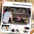 Passeggino per Cani 2 in 1 Pieghevole e Convertibile in Trasportino con 2 Guinzagli e Cuscino Rosa      