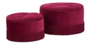 Puff Contenitore Lines New Coppia Bordeaux Ø71x41-55x33 cm in Legno Spugna e Poliestere Bordeaux