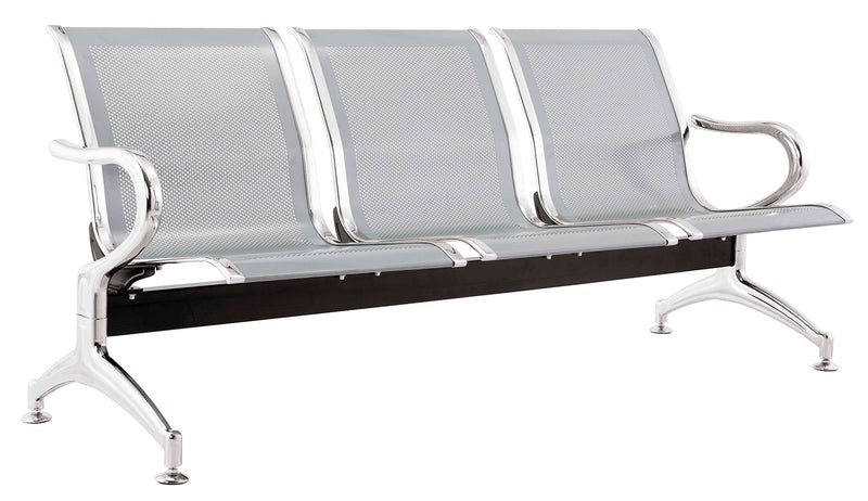 Panca per Sala Attesa 3 Posti in Acciaio da Ufficio Argento