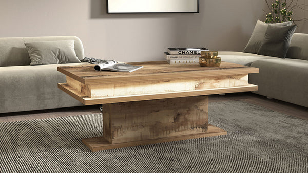 prezzo Tavolino Soggiorno 100x55x42 cm Little Big con LED Acero Pereira