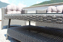 Set Salotto da Giardino Divano 2 Poltrone e Tavolino con Cuscini in Wicker Grigio