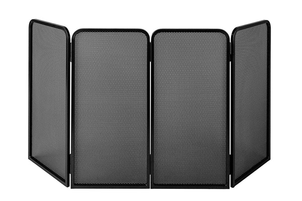 acquista Parascintille per Camino a 4 Ante Quadro 25(x4)x50 cm in Ferro Verniciato Grigio Martellato