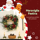 Ghirlanda Natalizia Decorativa da Interno 60cm con 35 LED Pigne Bacche e Agrifoglio      