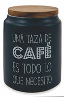 Barattolo Caffè con Scritta Ø10,5x15 cm in Gres con Coperchio in Bambù VdE Tivoli 1996