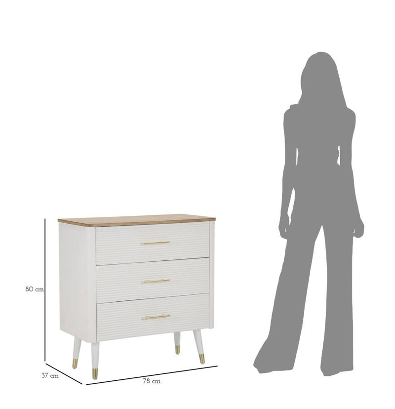 Comò Matera 78x80x37 cm in Legno MDF e Ferro Bianco/Marrone