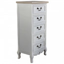 Cassettiera Cuore 5 Cassetti 44x29x91 h cm in Legno di paulownia Bianco