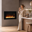 Camino Elettrico da Incasso o Parete 66x15,8x45 cm 1500 W con Timer Fiamma Regolabile e Telecomando Nero      