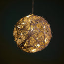 Set 2 Sfere Decorative di Natale in Rattan Willow con 15 Led Ø20 cm Champagne