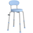 Sedia per Doccia Girevole 38,5x37,5x63-75 cm ad Altezza Regolabile con Schienale Capacità 150 kg in Lega di Alluminio Celeste      