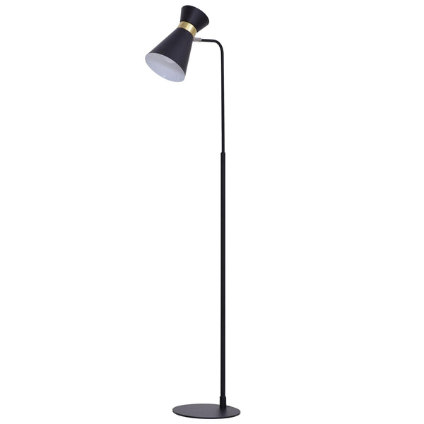 Lampadaire avec abat-jour E27 en métal noir sconto