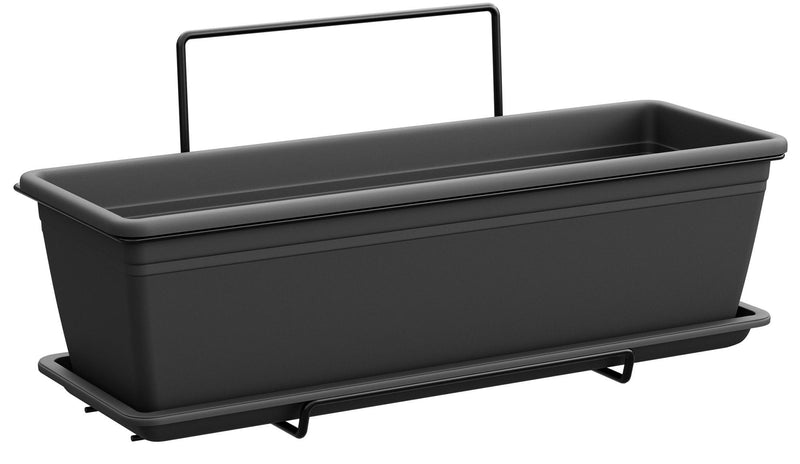 Vaso 60x17x14,5 cm in Polipropilene con Supporto Kit Wall Cassetta Mare 60 Antracite