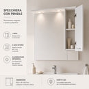 Mobile Bagno da Terra 82x34,7x88,5 cm con Lavabo Specchiera e 3 Ante in Truciolato e MDF Bianco      