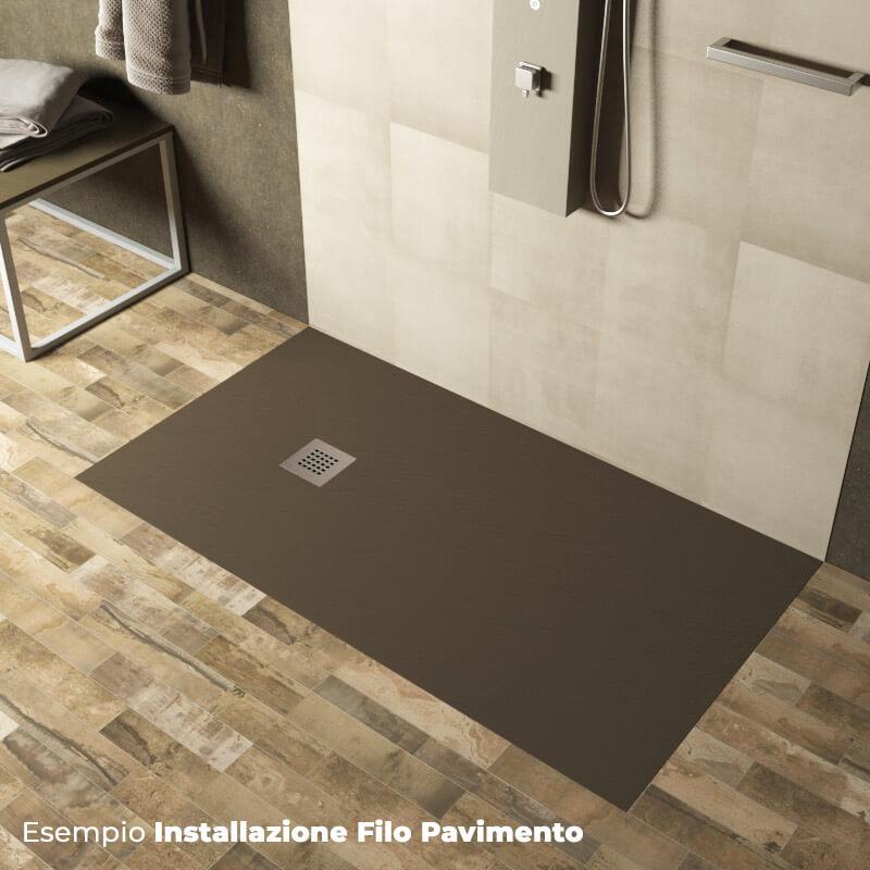 Piatto Doccia in Pietra 80x100 cm Pedrinelli Ardesia Stone Side Tortora Seconda Scelta