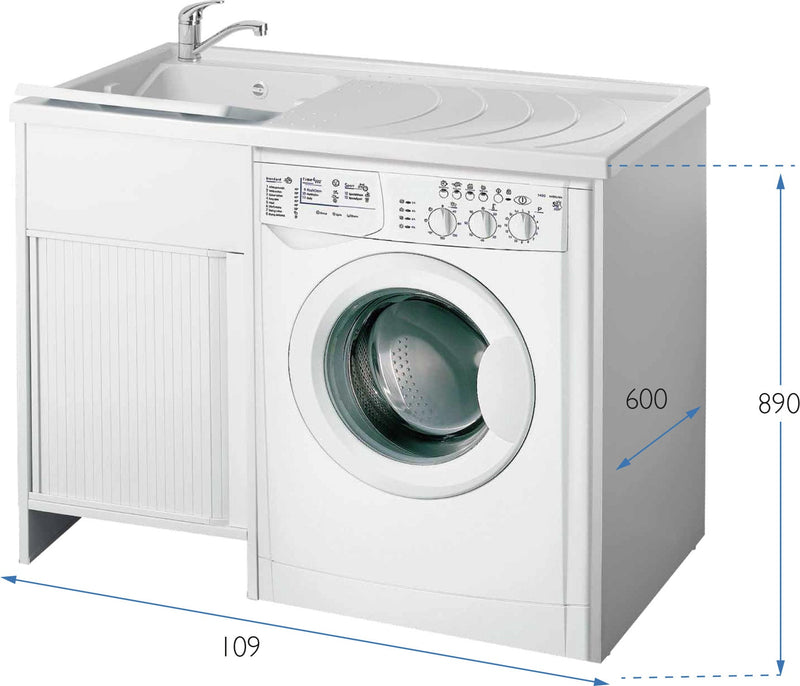 Lavatoio e Coprilavatrice in PVC 109x60x89 cm Forlani Esterni Roc Lato Sinistro