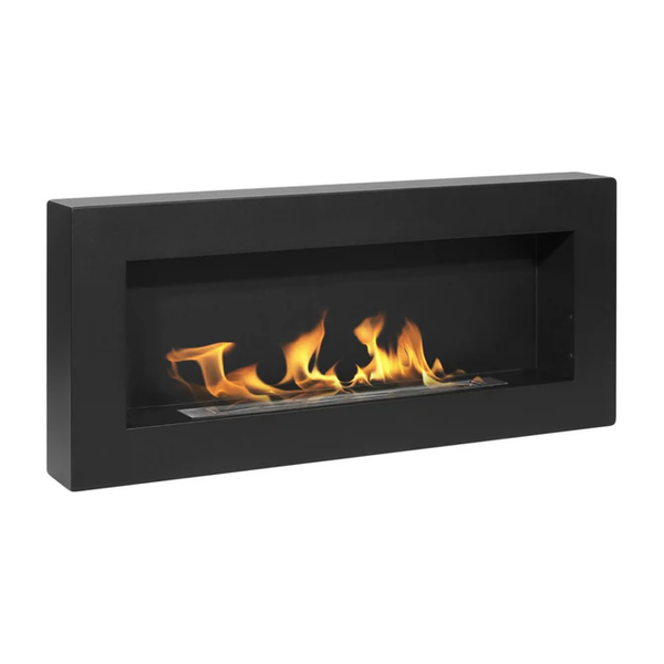 sconto Cheminée Bioéthanol Murale 90x12x40 cm en Acier Inoxydable Noir