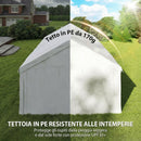 Gazebo da Giardino 597x395x302 cm con Pannelli Laterali 6 Finestre e Doppio Ingresso in Acciaio Galvanizzato Bianco      