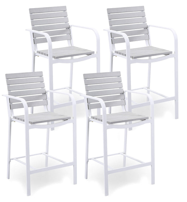 acquista Lot de 4 tabourets de bar en aluminium blanc et gris Kraus Modigliani 55,5x54,5x107 cm