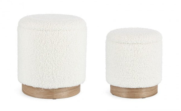 online Ensemble de 2 poufs de rangement Zoya en Bouclé