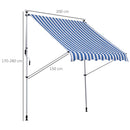 Tenda da Sole a Muro 200x150 cm con Pali di Supporto Blu