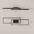 Lampada LED a Soffitto 70x30 cm Dimmerabile 3000-6000K con Telecomando e Interruttore Nero      