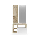 Set Ingresso Mobile 1 Anta a Ribalta Appendiabiti 90,5x36x170 cm e Specchio 50x110 cm Hamburg Bianco Lucido e Pero